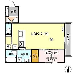 ＳＯＬＡＮＡ 1階1LDKの間取り