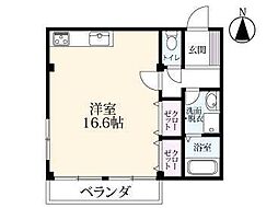 ドリームライフ鍋島 1階ワンルームの間取り