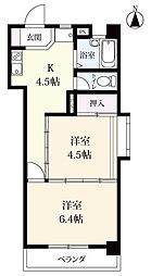 シャトレ鍋島2 2Kの間取図画像
