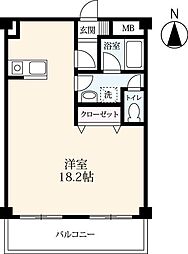 グランドセレブ高木瀬 2階ワンルームの間取り