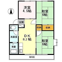 サンガーデンナベシマD 3DKの間取図画像