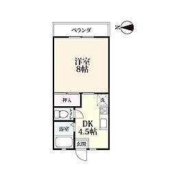 シャトー高木瀬 1DKの間取図画像