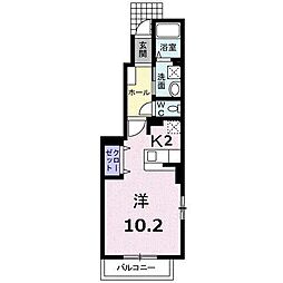 シャンイリーデA 1Kの間取図画像