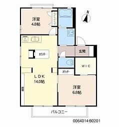 ドミール・ド・エルA 2LDKの間取図画像