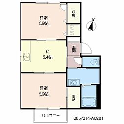 ヒルトップハイツ 2Kの間取図画像