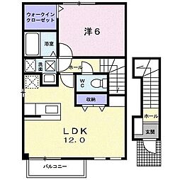 コスモスサンライトA 1LDKの間取図画像