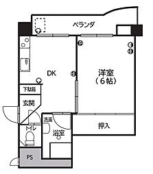 わらび中央パークマンション 1DKの間取図画像