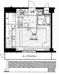 メインステージ白金高輪 6階1Kの間取り