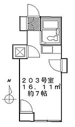 プラネット 1階ワンルームの間取り