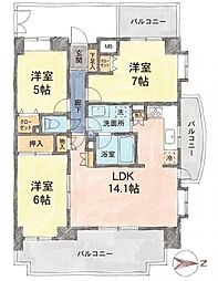 ヴィルヌーブ小手指 3LDKの間取図画像