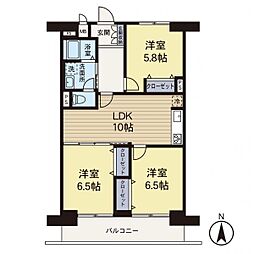 スカイマンションB 3LDKの間取図画像