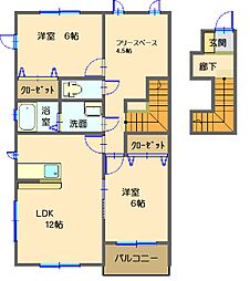ピュール・ネージュB 2SLDKの間取図画像