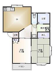 エストローザB 2DKの間取図画像