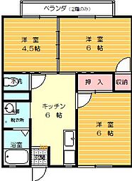 ハイツスカイ1 3DKの間取図画像