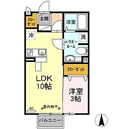 グランドゥールA 1LDKの間取図画像