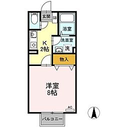 プリシェール久世 1Kの間取図画像