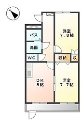 ノーブルパレス 2DKの間取図画像
