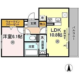 サンメゾン・桜 1LDKの間取図画像
