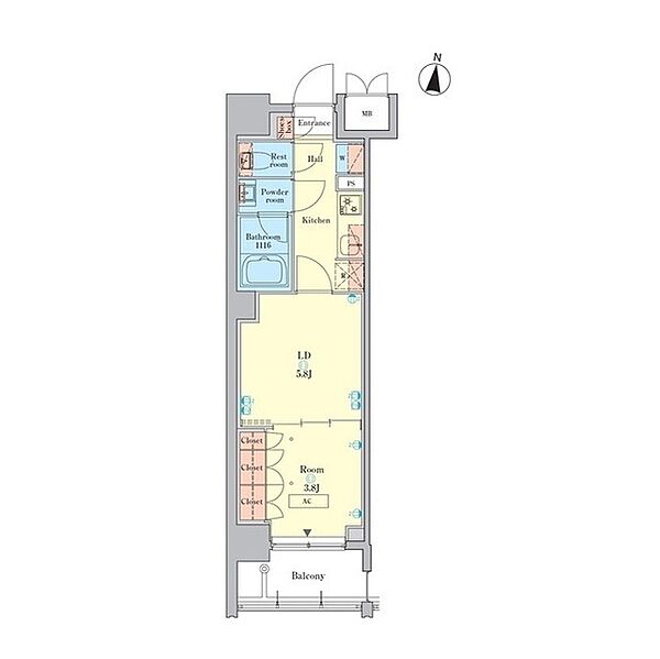 ＲＪＲプレシア千鳥 1003｜東京都大田区千鳥２丁目(賃貸マンション1LDK・10階・30.64㎡)の写真 その2