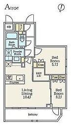 クレストコート池上 2階2SLDKの間取り