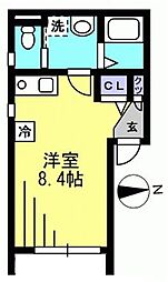 京急本線 平和島駅 徒歩10分の賃貸アパート 1階ワンルームの間取り