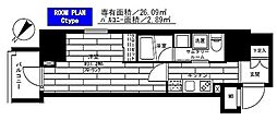 京急本線 京急蒲田駅 徒歩4分の賃貸マンション 12階1Kの間取り