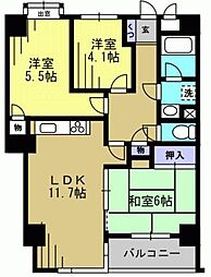 グレイスコート多摩川 3LDKの間取図画像