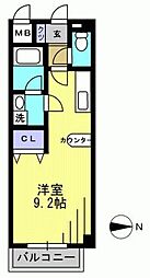 ビバス萩中 ワンルームの間取図画像