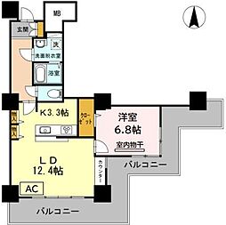 品川シーサイドビュータワー1 1LDKの間取図画像