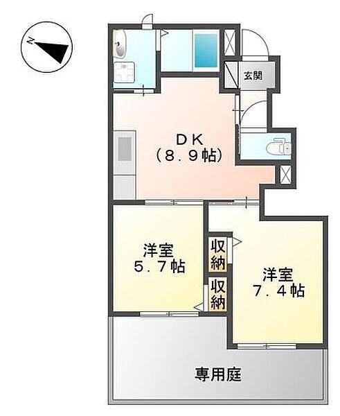 グリーン・ヴィレッジSIII ｜福岡県行橋市大字大野井(賃貸アパート2DK・1階・48.75㎡)の写真 その2