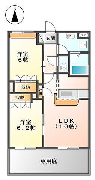 エクセルメゾン ｜福岡県行橋市西宮市５丁目(賃貸アパート2LDK・1階・51.66㎡)の写真 その2