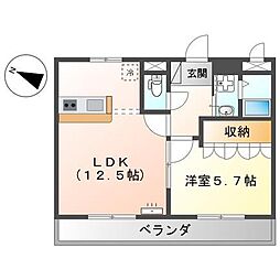エミー・ド・ボヌール 1LDKの間取図画像