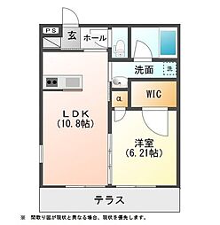 レフィナードB 1LDKの間取図画像