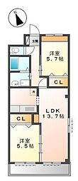 メゾン・ド・クライム 2LDKの間取図画像