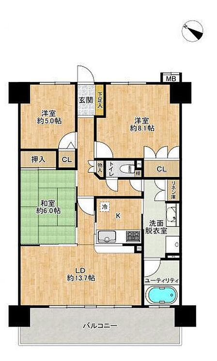 3LDK 間取り