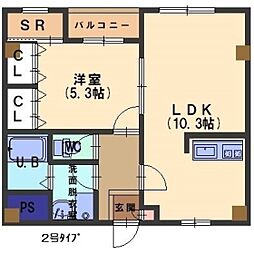 イーハトーブ雪 1LDKの間取図画像