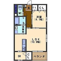 ロワイヤルA 1LDKの間取図画像