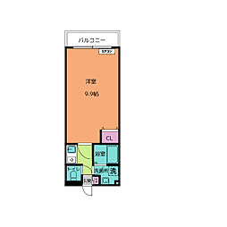デュークフリー21 1Kの間取図画像