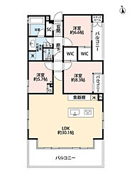 ロイヤルシーズン六本木 14階3LDKの間取り