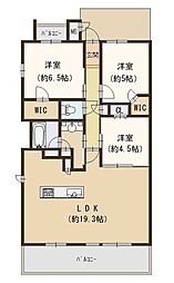 ユニハイム枚方牧野 3LDKの間取図画像