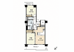 あべのマルシェ東館住宅棟東館 2LDKの間取図画像