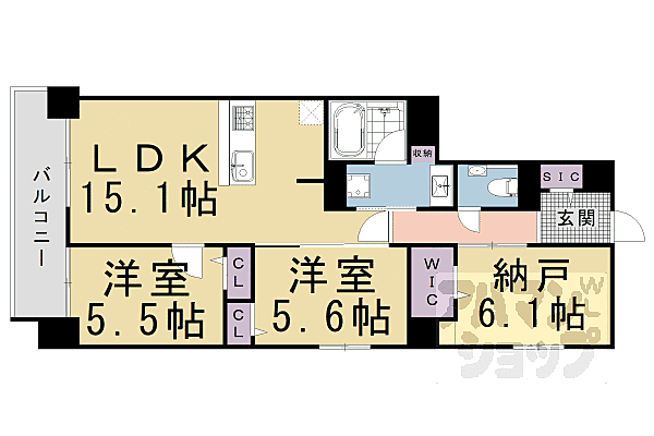 クオリア京都東山 501｜京都府京都市東山区三条通白川橋東入ル五軒町(賃貸マンション2SLDK・5階・72.75㎡)の写真 その2