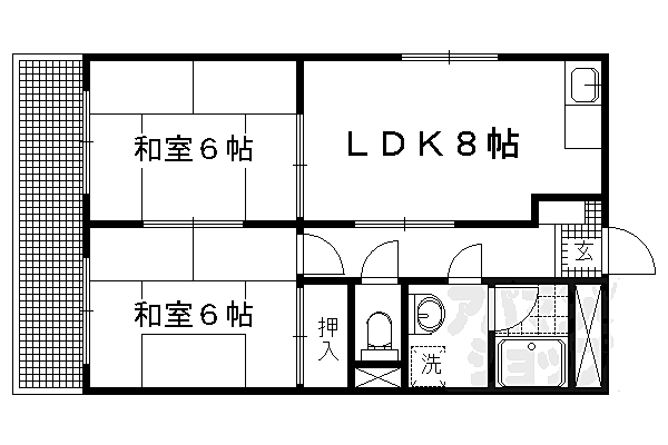 京都府京都市左京区岩倉忠在地町(賃貸マンション2LDK・4階・46.17㎡)の写真 その2