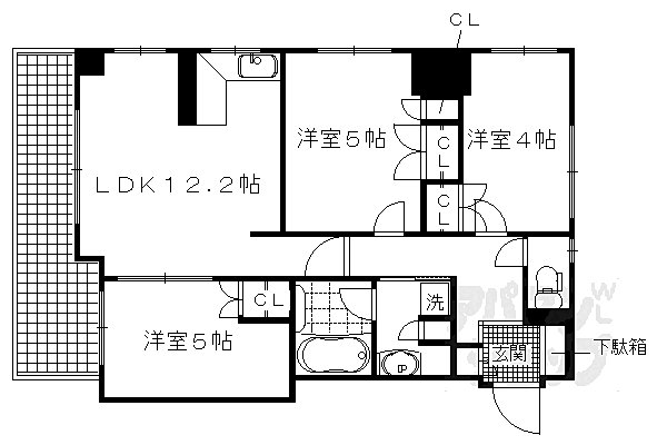 アベニール三条油小路 ｜京都府京都市中京区油小路通三条下る三条油小路町(賃貸マンション3LDK・5階・60.93㎡)の写真 その2