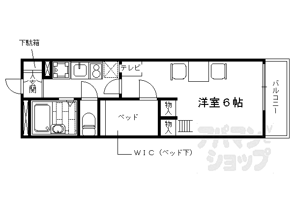 レオパレス青嶺 107｜京都府京都市下京区万寿寺通西洞院東入月見町(賃貸マンション1K・1階・19.87㎡)の写真 その2