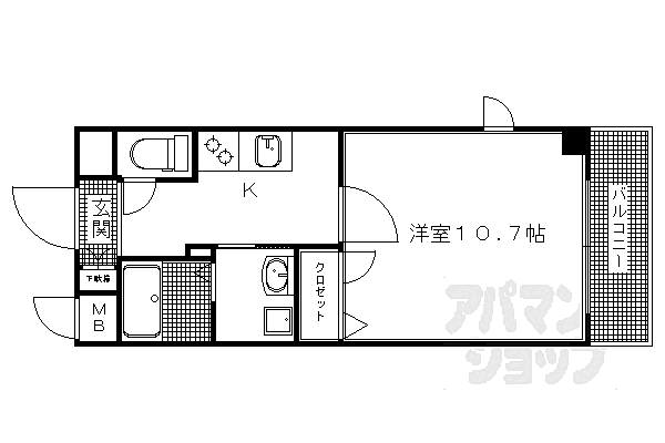 京都府京都市中京区西ノ京月輪町(賃貸マンション1K・7階・33.07㎡)の写真 その2