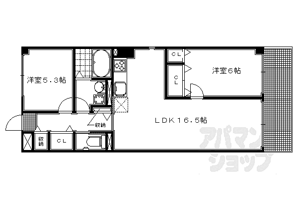 ＫＢ．メゾンロータス 302｜京都府京都市左京区聖護院蓮華蔵町(賃貸マンション2LDK・3階・62.94㎡)の写真 その2