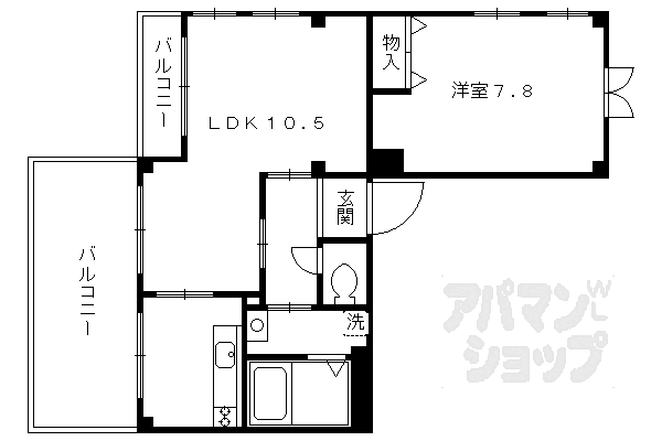 京都府京都市左京区田中下柳町40(賃貸マンション1LDK・5階・51.11㎡)の写真 その2