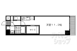 京都市営烏丸線 丸太町駅 徒歩15分の賃貸マンション 1階ワンルームの間取り