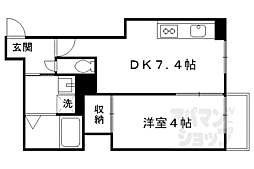 JR山陰本線 円町駅 徒歩7分の賃貸マンション 1階1LDKの間取り